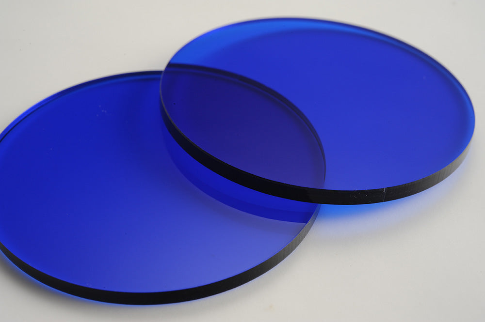 Tinted Dark Blue Acrylic Laser-cut Circle