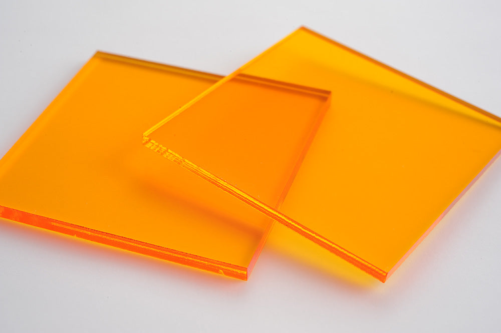 Tinted Orange Acrylic Laser-cut Square Rectangle