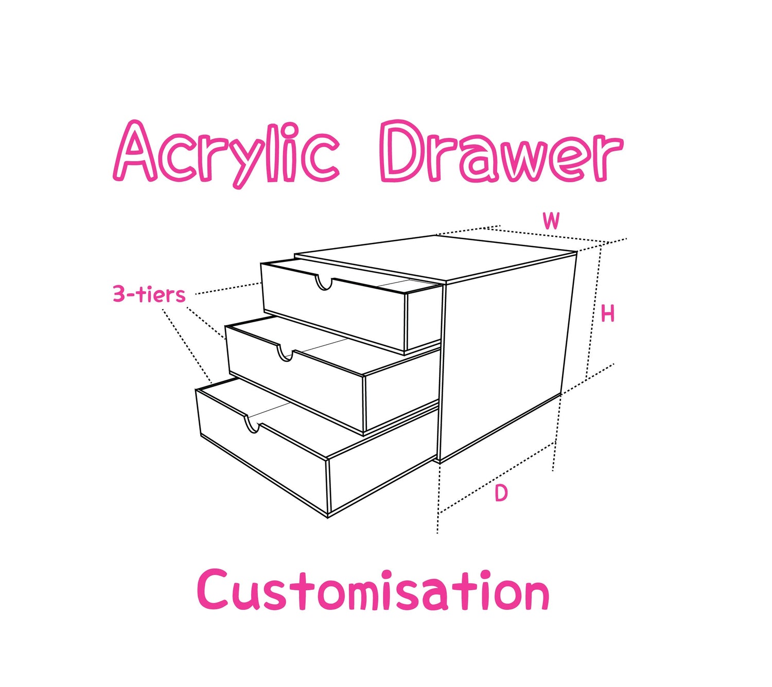 acrylic drawer organizer diagram