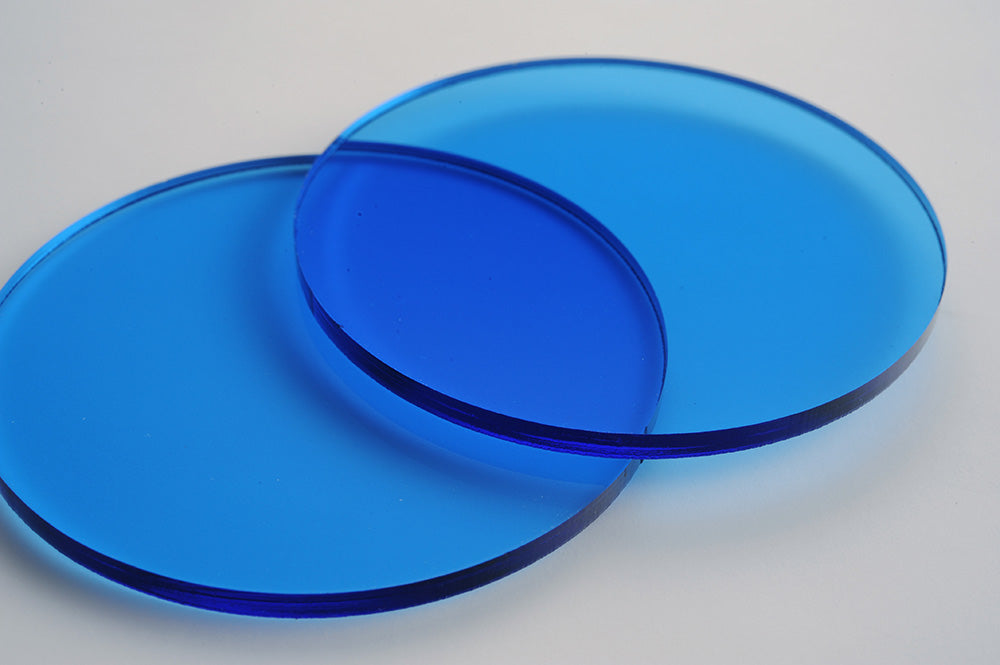 Tinted Blue Acrylic Laser-cut Circle