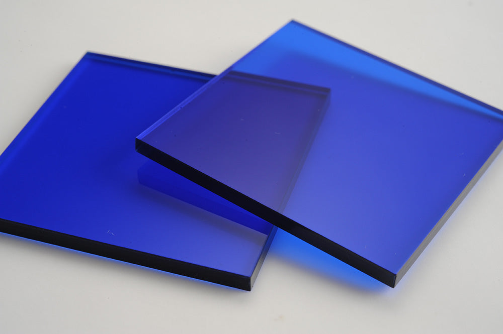 Tinted Dark Blue Acrylic Laser-cut Square Rectangle