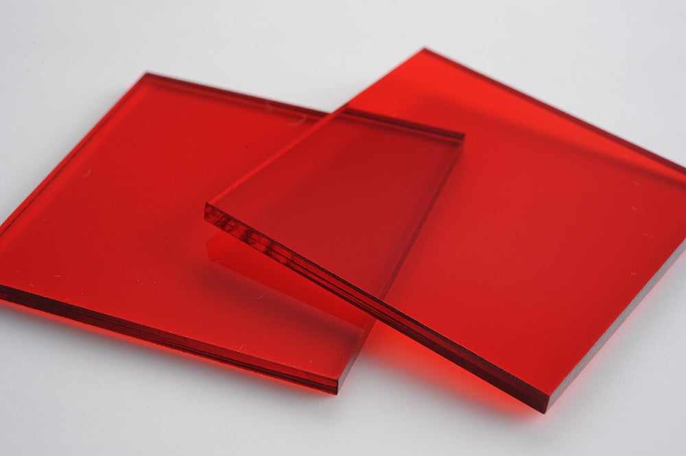 Tinted Red Acrylic Laser-cut Square Rectangle